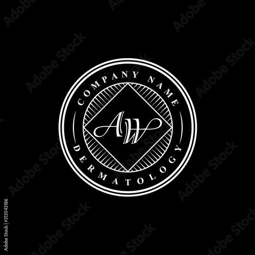 AW dermatology logo inspiration, badge logo template
