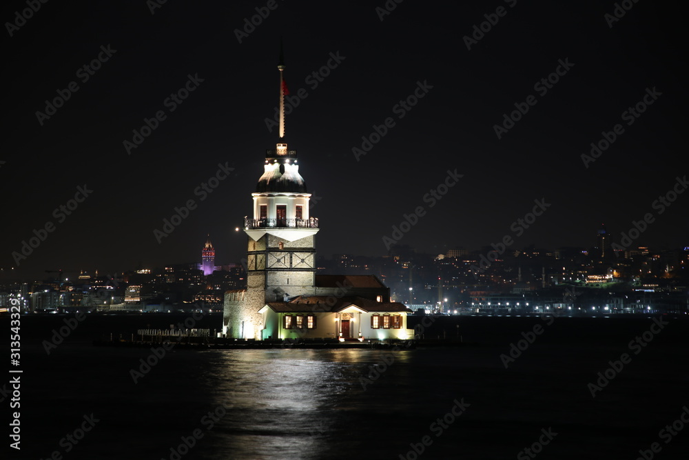 istanbul maiden's tower sunset photo