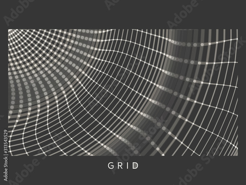 Abstract science or technology background. Graphic design. Network illustration. 3D grid surface.