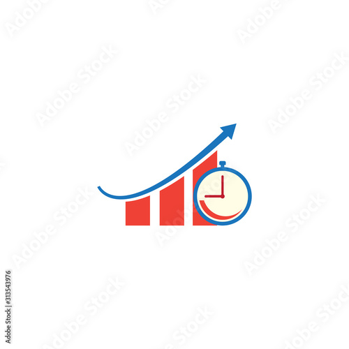 Income growth graph clock face return on investment chart budget planning time is money concept arrow up pension fund savings