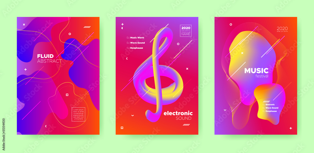 Fototapeta premium Blue Fluid Abstract. Gradient Music Design.