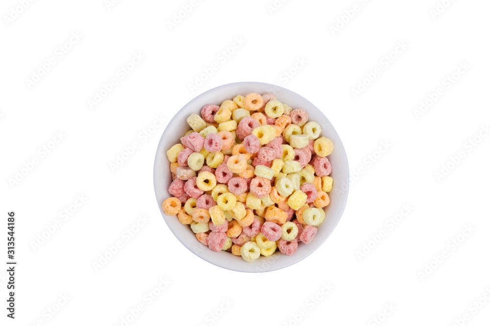 Top view of cereal on isolated white background Top view of cereal on isolated white background