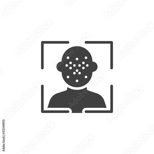 Face ID scan vector icon. Facial recognition filled flat sign for mobile concept and web design. Biometric identification glyph icon. Cyber protection symbol, logo illustration. Vector graphics