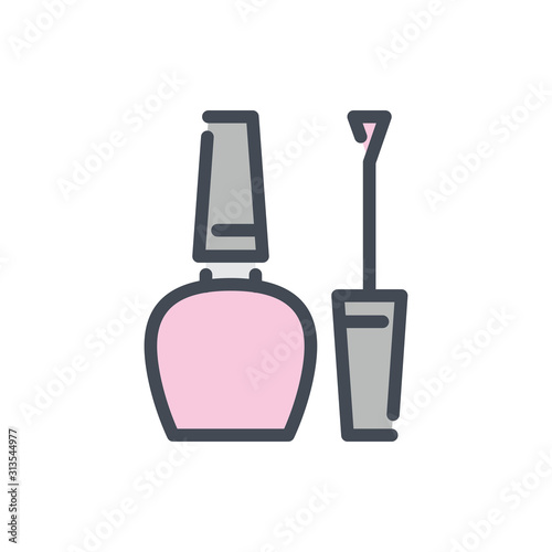 Nail polish color line icon. Polish bottle vector outline colorful sign.