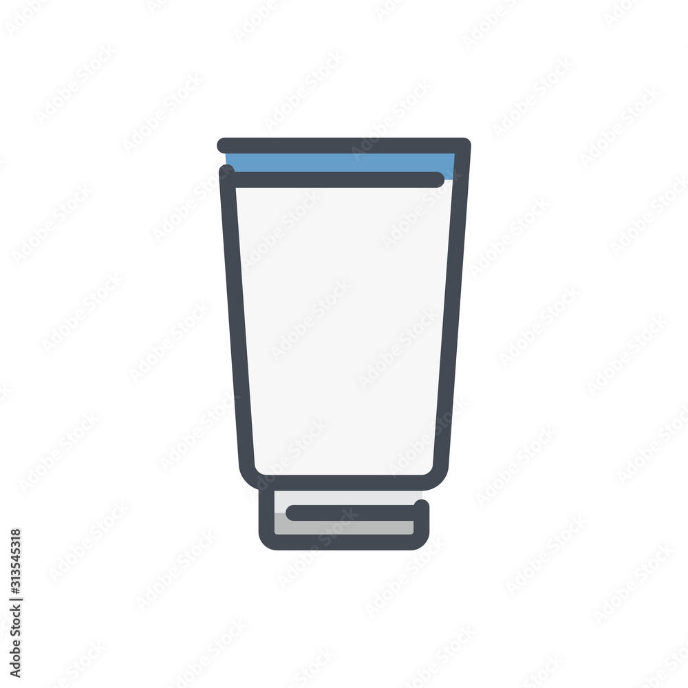 Hand cream tube color line icon. Toothpaste tube package vector outline colorful sign. Hand cream tube color line icon. Toothpaste tube package vector outline colorful sign.