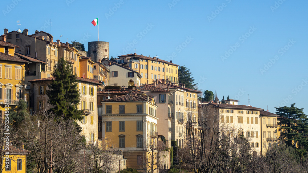 Bergamo, Italy. The Old city. One of the beautiful city in Italy. The old and historical buildings at the upper town