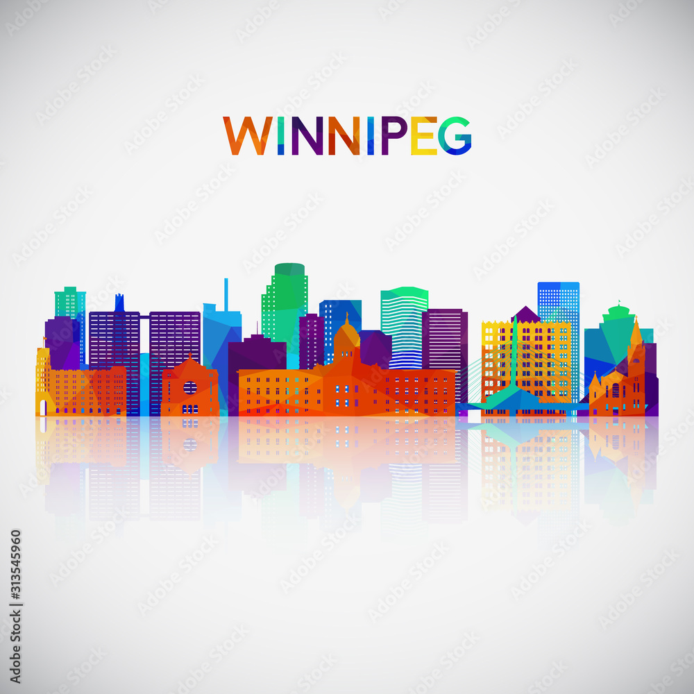 Winnipeg skyline silhouette in colorful geometric style. Symbol for your design. Vector illustration.