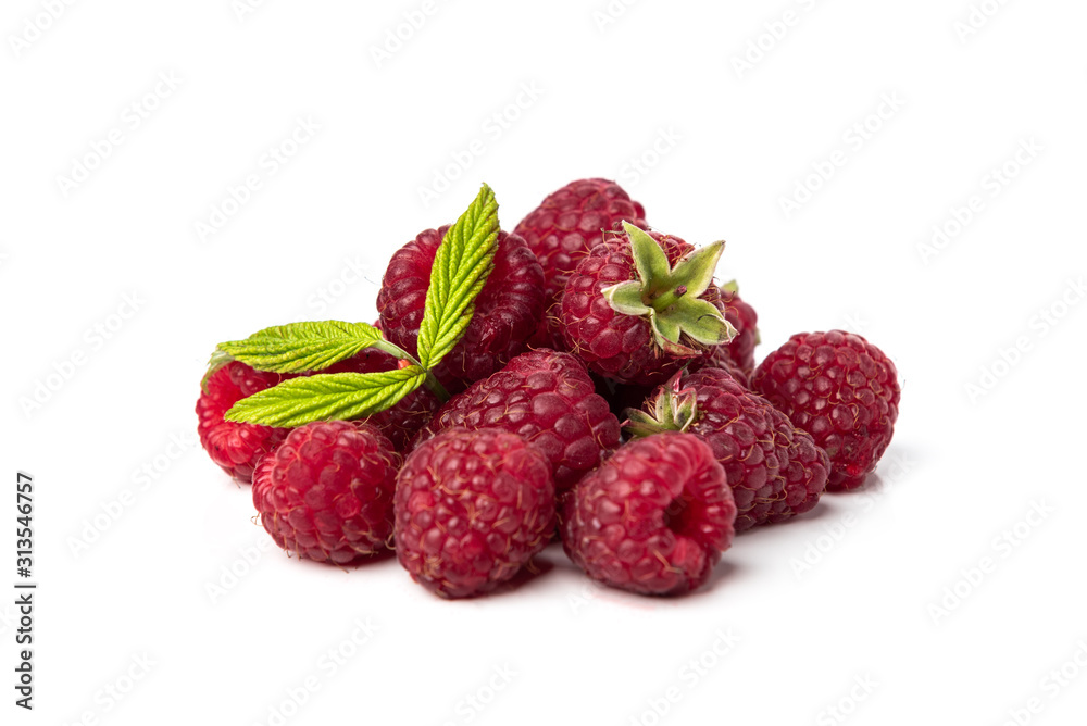 Fresh raspberry in wooden bowl isolated on white background. Fresh raspberry in wooden bowl isolated on white background.