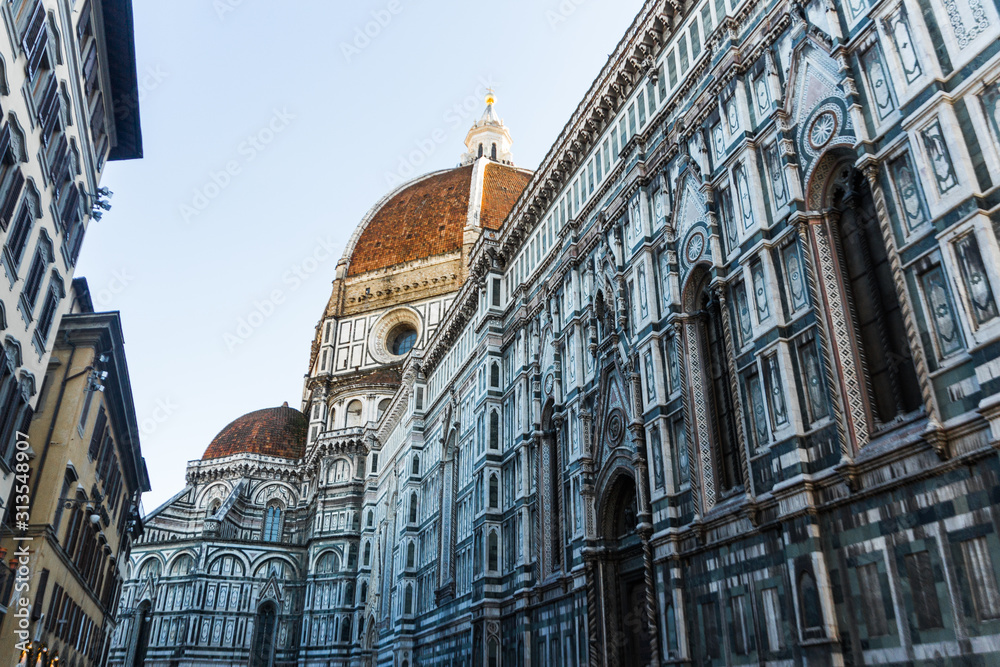 Florence Cathedral, Tuscany, Italy. July 2019. Wide-angle shot of this beautiful giant former named 