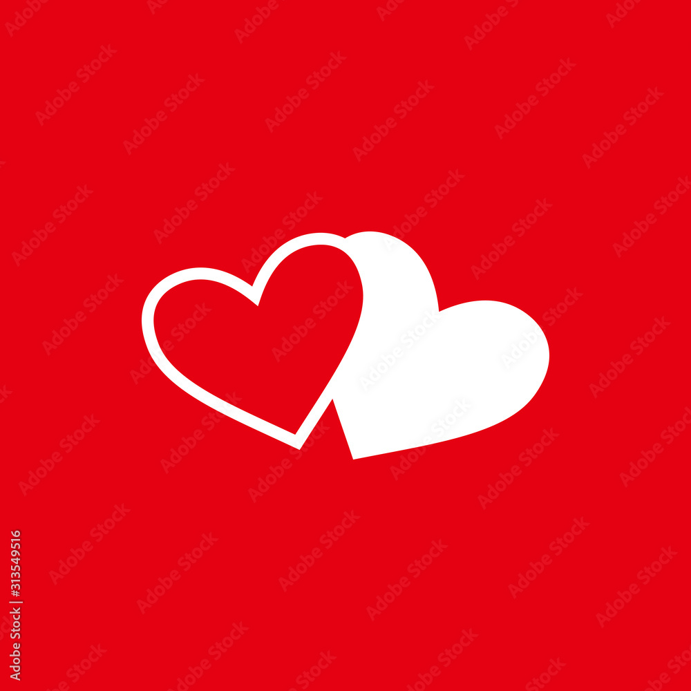 Happy Valentines Day card vector illustration background two heart on red background love icon. i love you