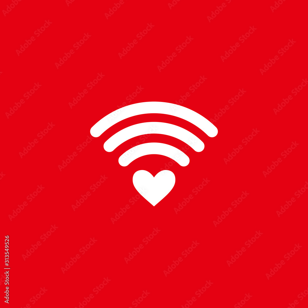 Heart shape and wifi sign. Happy valentine 's day background. Vector illustration. Valentine symbols. Digital love. Internet love. Love connection. Wifi hotspot icon.Online dating concept. Love sign Heart shape and wifi sign. Happy valentine 's day background. Vector illustration. Valentine symbols. Digital love. Internet love. Love connection. Wifi hotspot icon.Online dating concept. Love sign