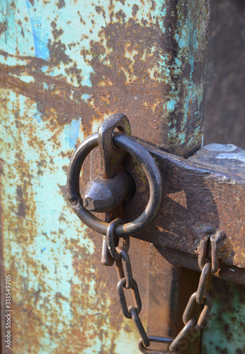 rusty lock on metal background