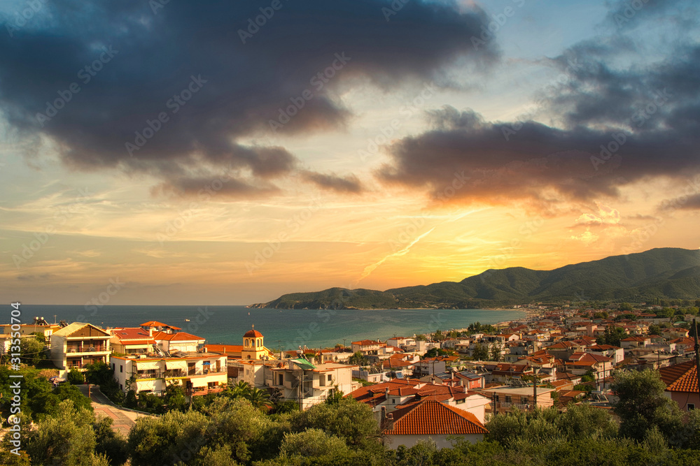 Landscape of Sarti town in Greece