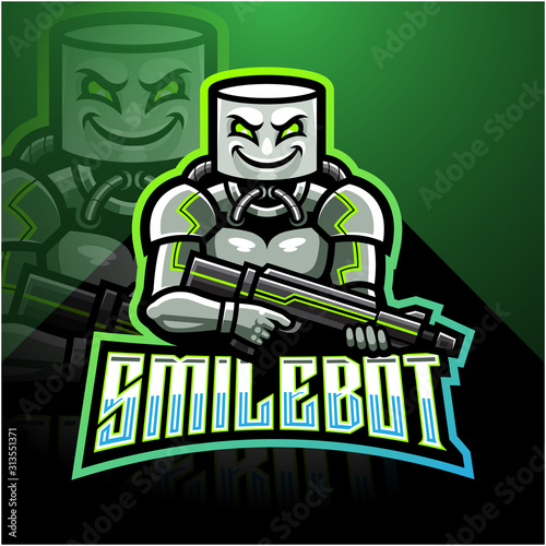 Smile robot esport mascot logo design