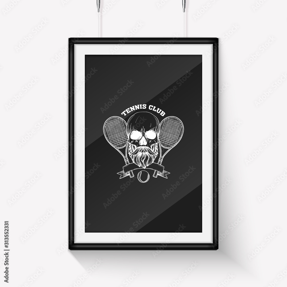 Sketch skull with tennis racquet Sketch skull with tennis racquet