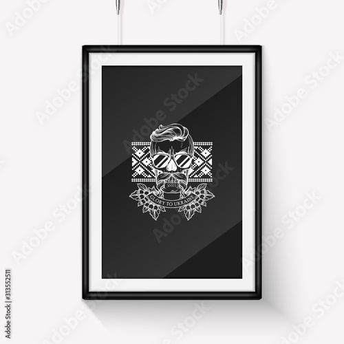 Hand drawn sketch Ukrainian skull