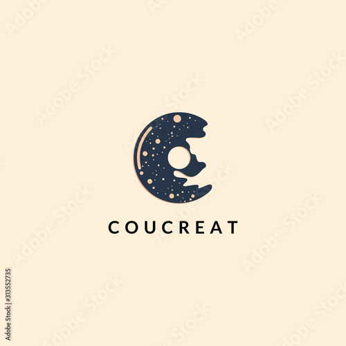 letter logo c donut or moon, with the initial concept c an donut or moon icon.