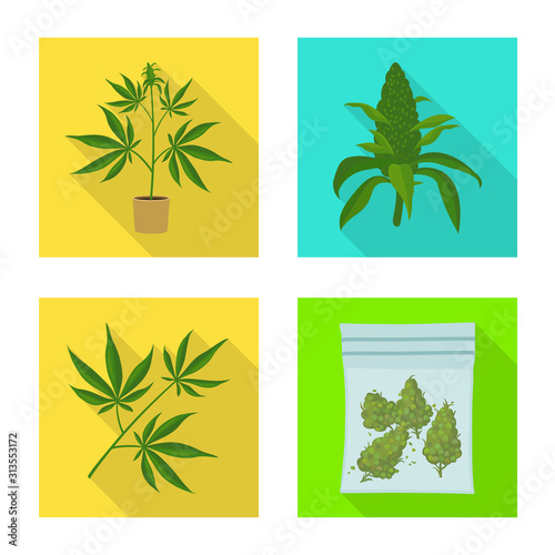 Vector illustration of addiction and medical symbol. Set of addiction and narcotic stock vector illustration.