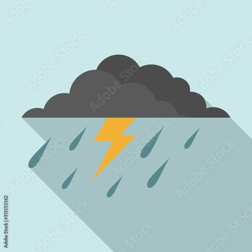 Thunderstorm icon. Flat illustration of thunderstorm vector icon for web design