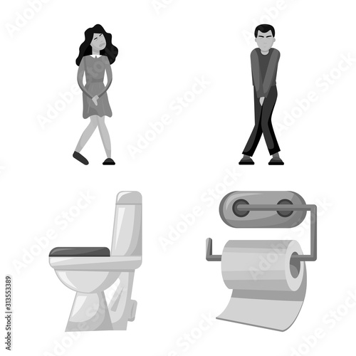 Vector illustration of wc and washroom icon. Set of wc and wash vector icon for stock.