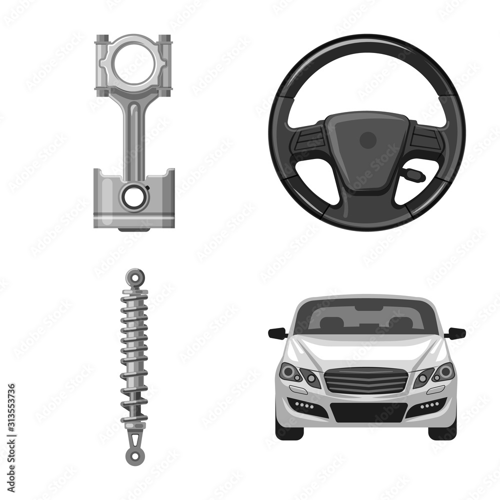 Isolated object of auto and part sign. Collection of auto and car stock symbol for web. Isolated object of auto and part sign. Collection of auto and car stock symbol for web.