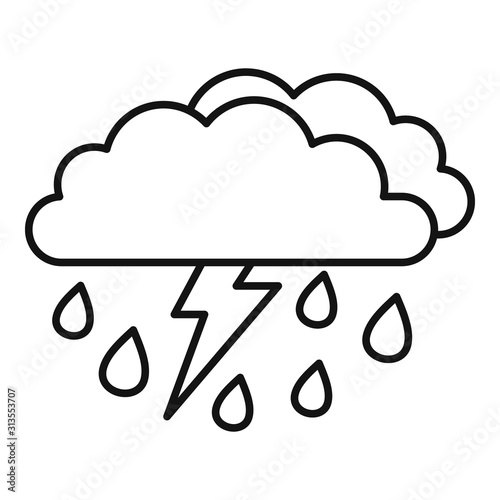 Danger thunderstorm icon. Outline danger thunderstorm vector icon for web design isolated on white background