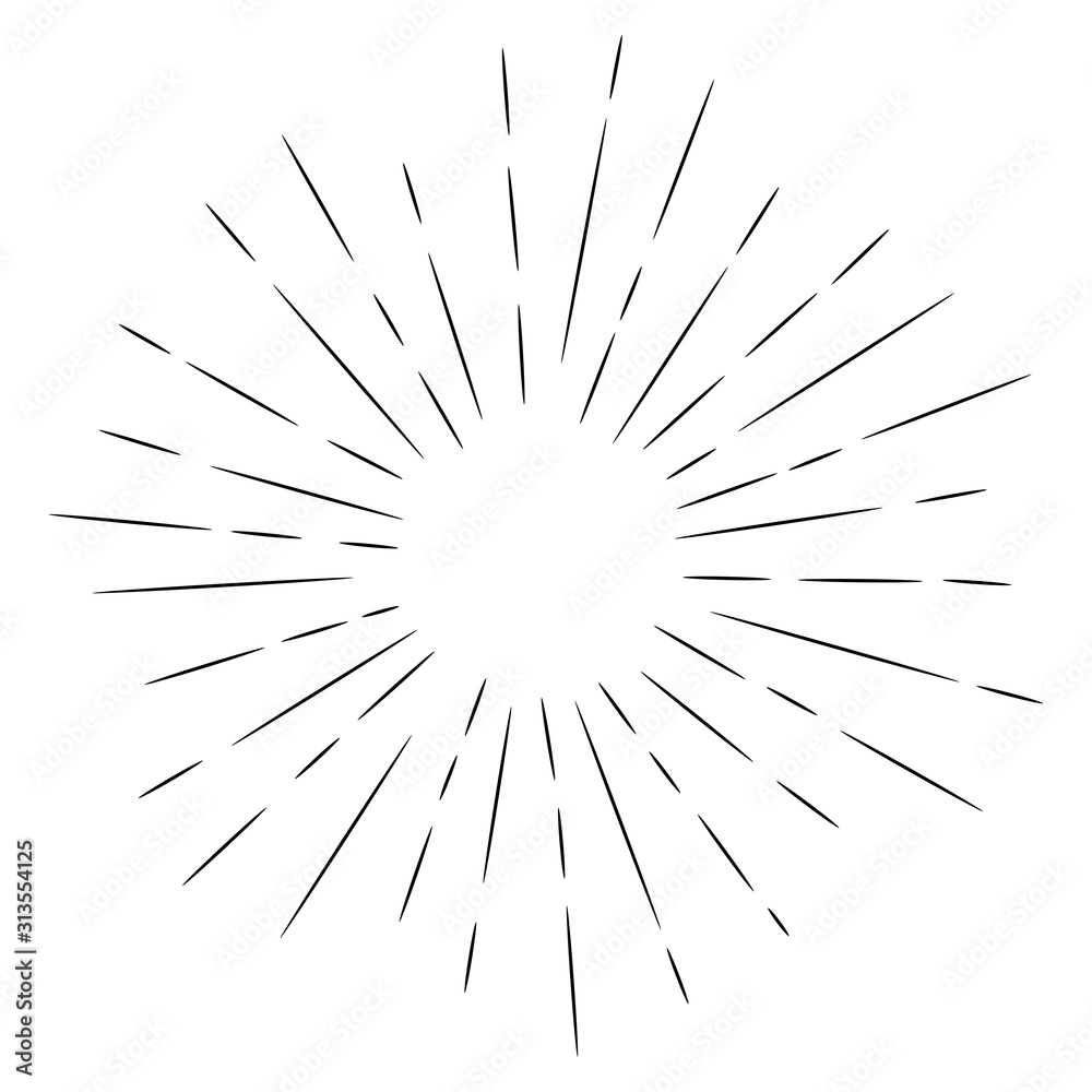 doodle design element sunburst hand drawn isolated on white background. vector illustration.