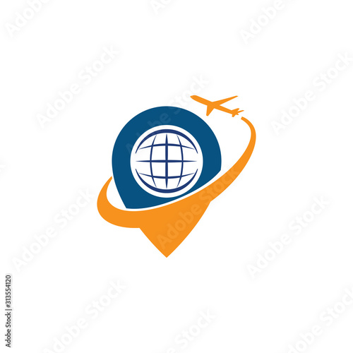 travel and tour global around the world transportation company vector logo design