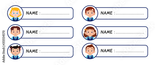 happy cute kids girl and boy name tag