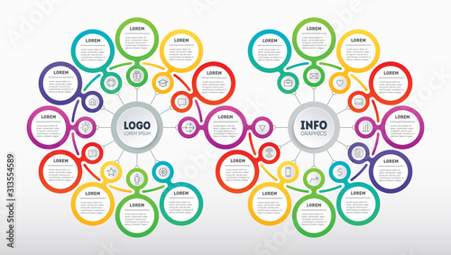 Business presentation or infographics concept with 21 steps. Technology or education process with options. Template of Annual report.