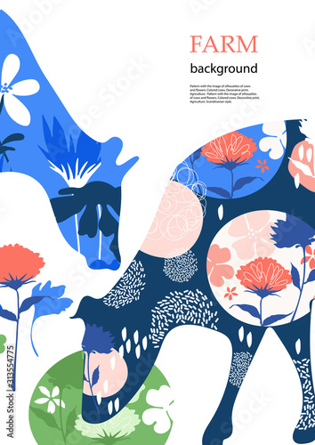 Sample brochure. Agricultural background. Cows in the pasture.