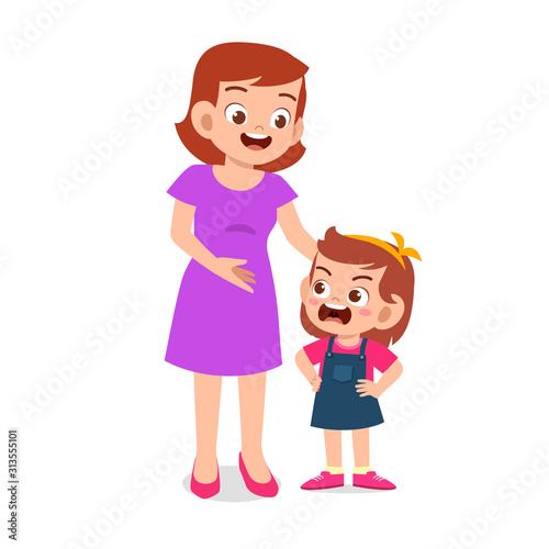 mom try to talk with her angry kid girl