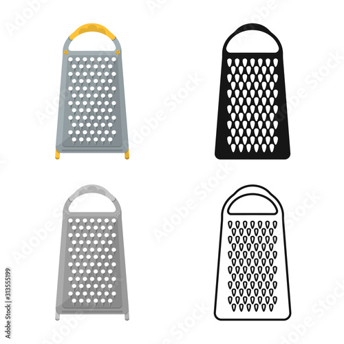 Vector illustration of grater and flatware symbol. Graphic of grater and instrument stock vector illustration.