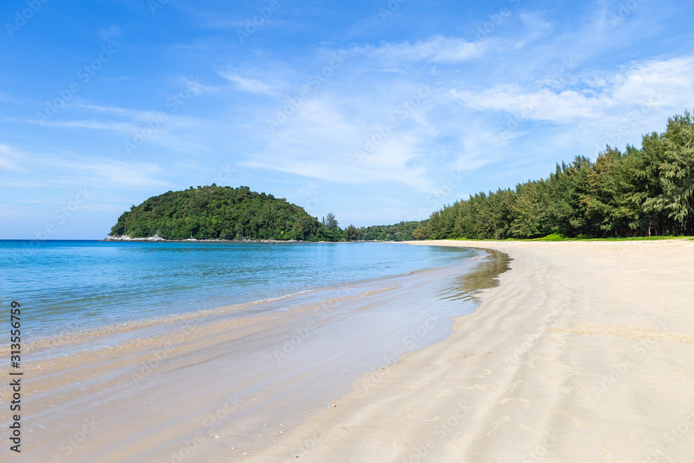 Layan beach on Phuket Island in Thailand, Holiday and vacation desitination, Thailand tourism, natural beach with summer outdoor day light