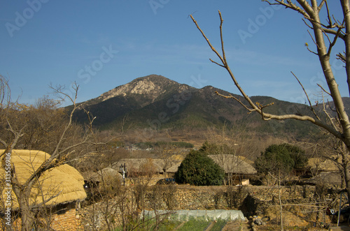 Old korean castle town in Suncheon, South Korea. The town have many  grass-roofed house of  the age of Joseon Dynasty. 