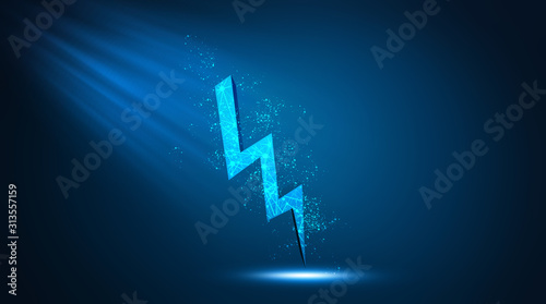 Lightning bolt icon. Outline of energy