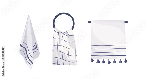 Hanging towels collection vector illustration