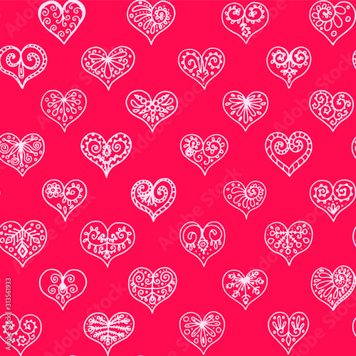 seamless repeat valentine vector pattern with hearts