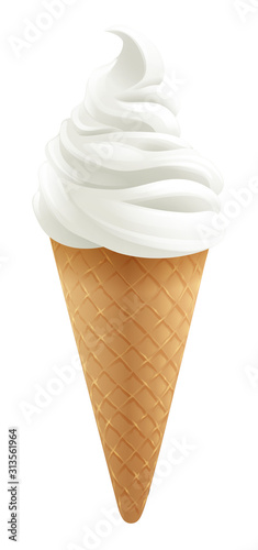 An ice cream waffle cone cartoon illustration