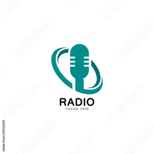 Radio logo template vector icon illustration