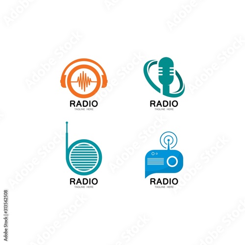 Radio logo template vector icon illustration