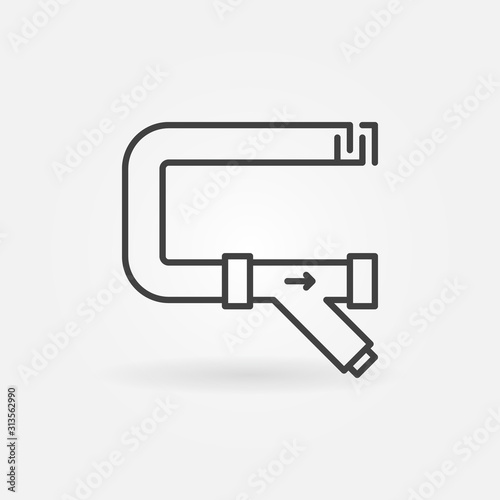 Pipe with Y-filter or Y strainer vector concept outline icon or sign