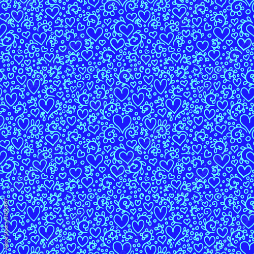 blue abstract background seamless pattern with hearts