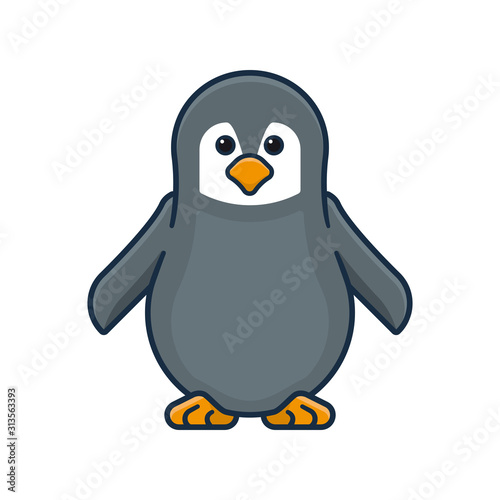 Baby penguin isolated color vector illustration  for  PenguinAwarenessDay - 20th of January