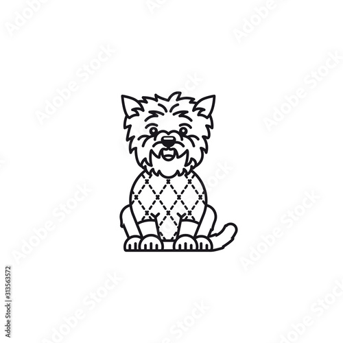 West Highland White Terrier with Argyle sweater vector line icon