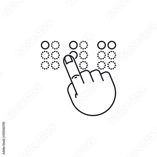 Braille reading vector line icon