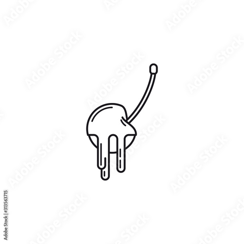 Chocolate covered cherry vector line icon