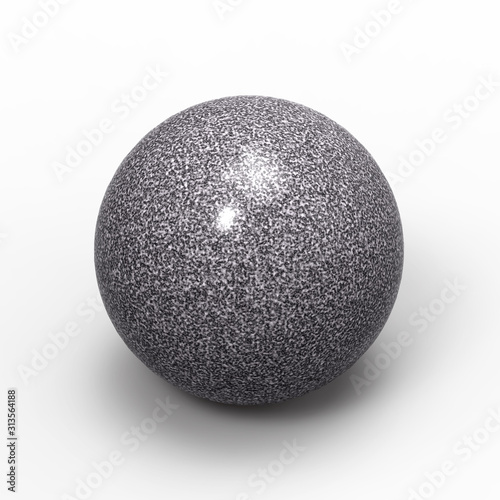 Granite Ball Isolated on White Background. Realistic 3D Render.