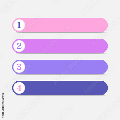 Bullet points with numbers. Vector colorful boxes