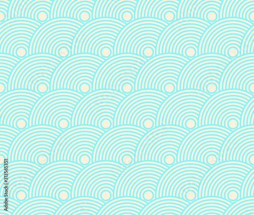 japanese style scales seamless concentric waves clear blue